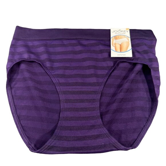 Jockey Women's Size Large 7 Panty Hipster Matte And Shine Striped Purple New - Picture 1 of 9
